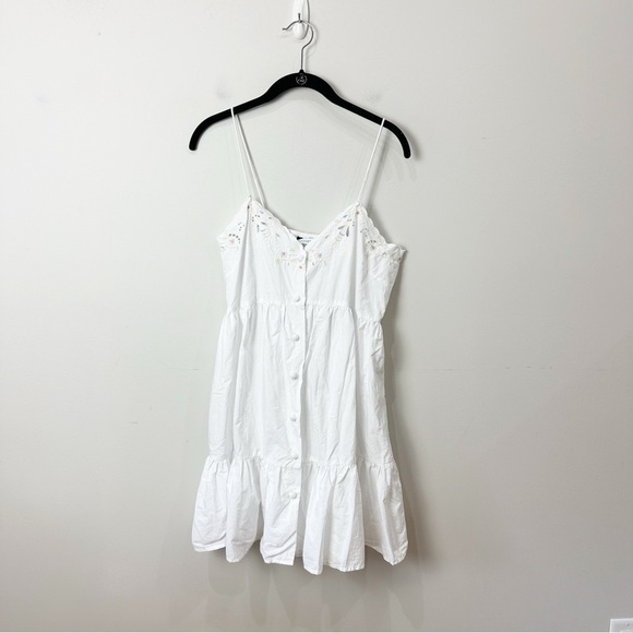 Zara Spaghetti Strap Embroidered Poplin Dress White Floral - Picture 4 of 9
